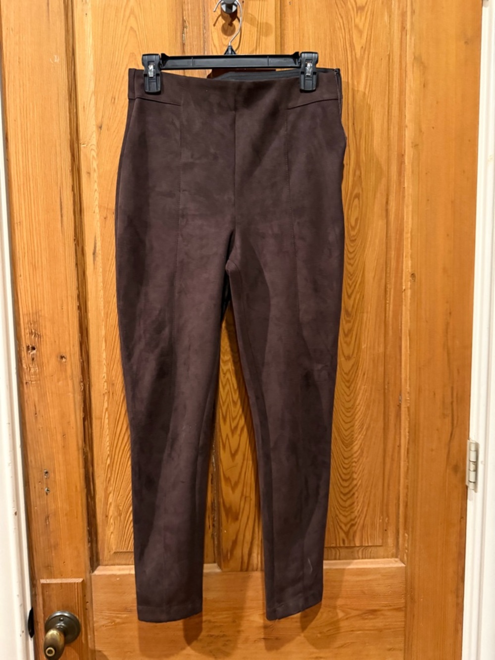 Ann Taylor Faux-Suede Skinny Pants in Dark Brown